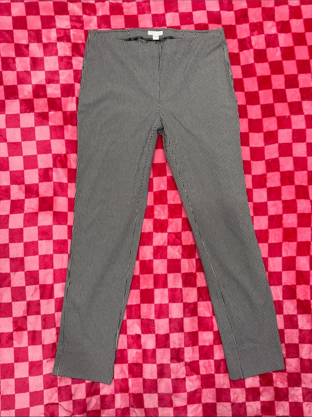 J. Jill Black & White Micro-Check Straight-Leg Pants